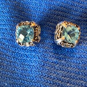 Sterling Silver Blue Topaz Stud Earrings